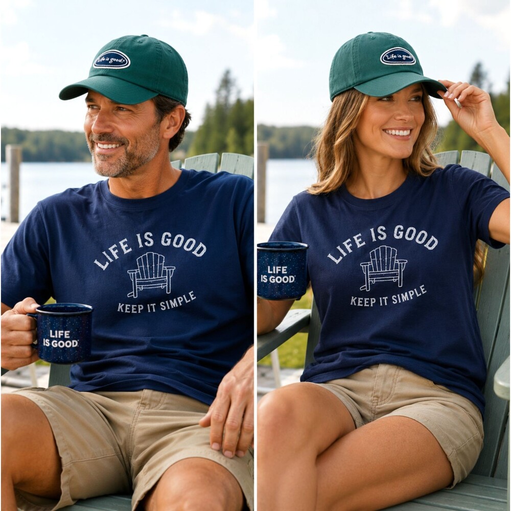 Life is Good Chill Cap Spruce Green Oval Logo Hat Unisex Adjustable Cotton NWT